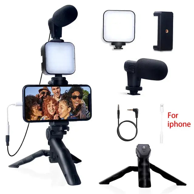Vivo Smartphone Vlogging Kit for iPhone Android with Tripod Mini Microphone Starter Vlog kit for Youtube