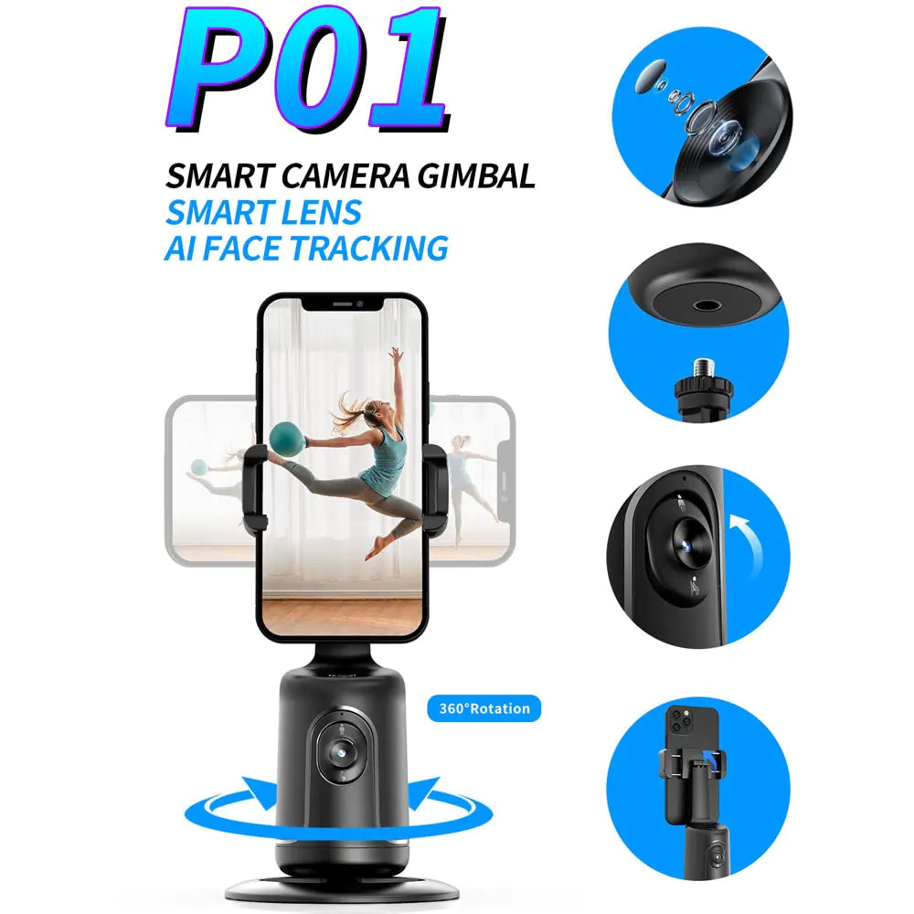 AI Smart Gimbal 360° Auto Face Tracking All-in-one Rotation Phone Holder For smartphone w/tripod video Vlog