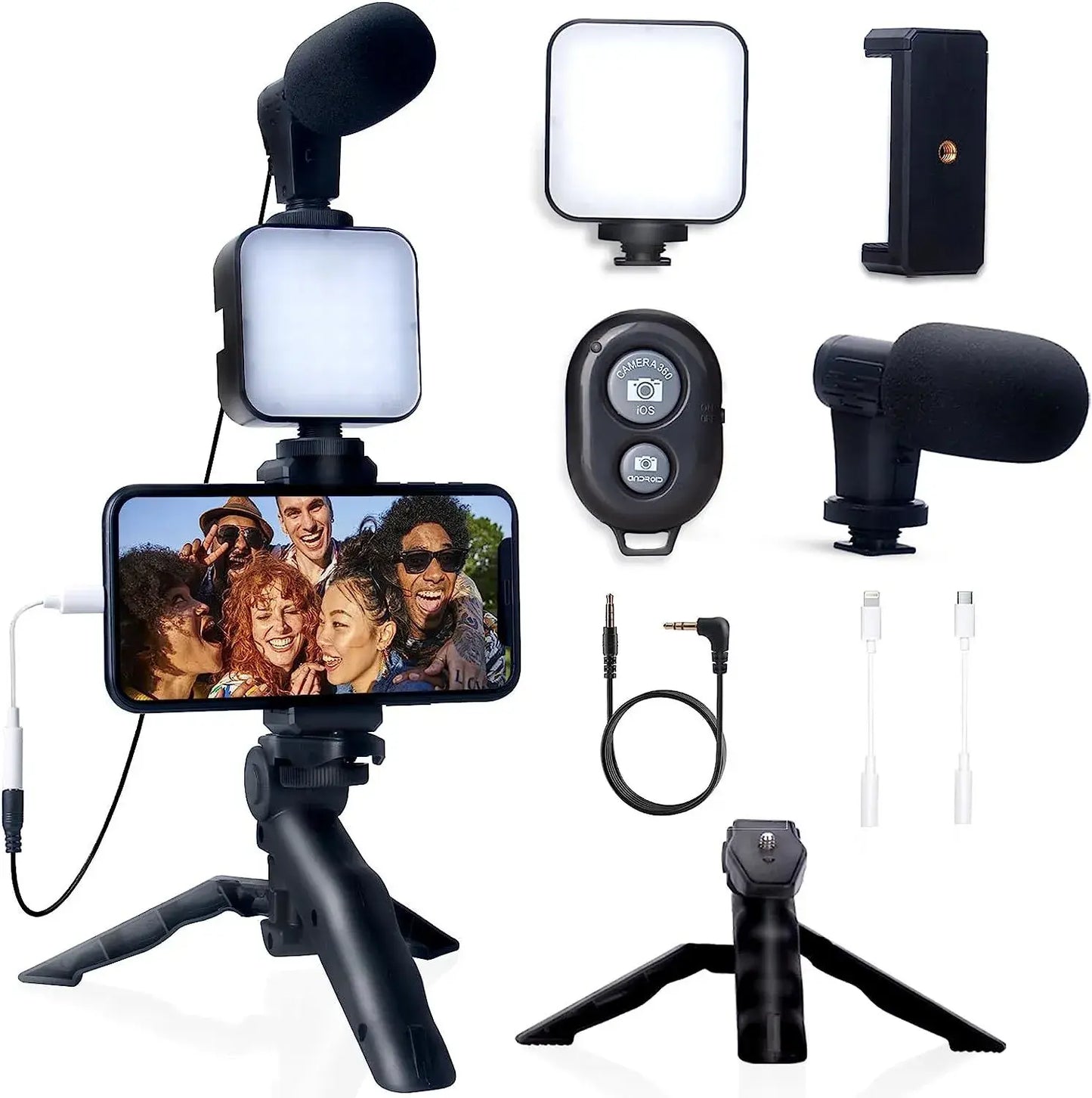 Vivo Smartphone Vlogging Kit for iPhone Android with Tripod Mini Microphone Starter Vlog kit for Youtube