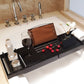 Bamboo -Bath Storage Rack Retractable Bath Bracket Multi Function Shelf Ipad Computer Rack Shower Caddy