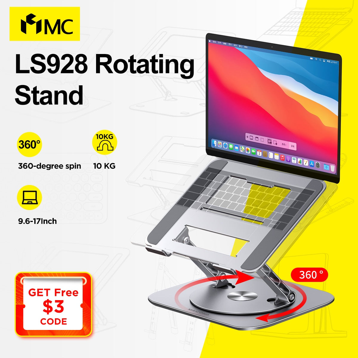 MC- Aluminum Alloy Rotating Laptop Stand