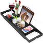 Bamboo -Bath Storage Rack Retractable Bath Bracket Multi Function Shelf Ipad Computer Rack Shower Caddy